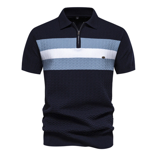 Men’s Striped Zip Polo Shirt