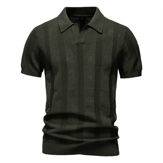 Men’s Ribbed Knit Polo Shirt